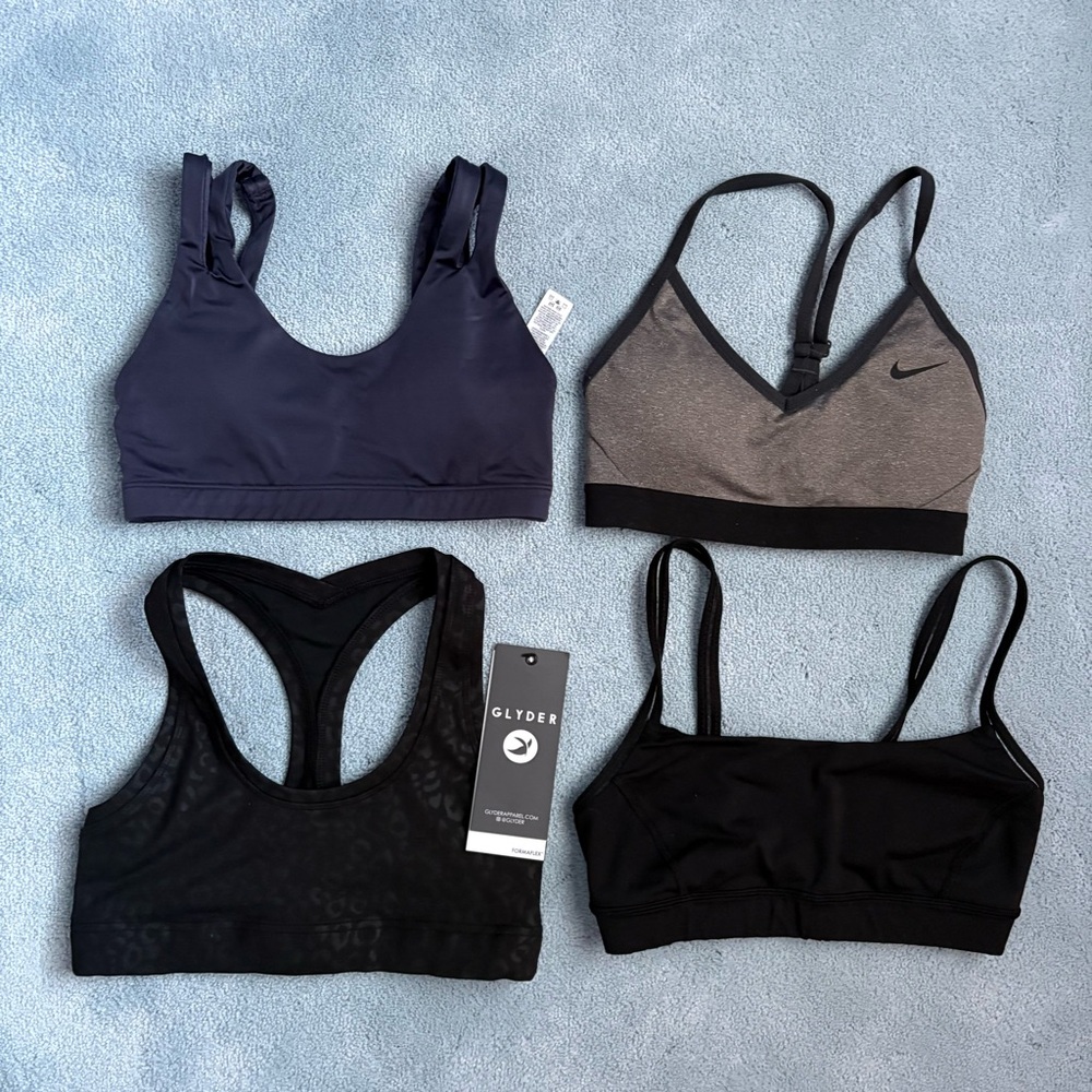 Lululemon, Nike & Glyder Women's Sports Bra Bundle Set - Black, Gray, Navy Lot